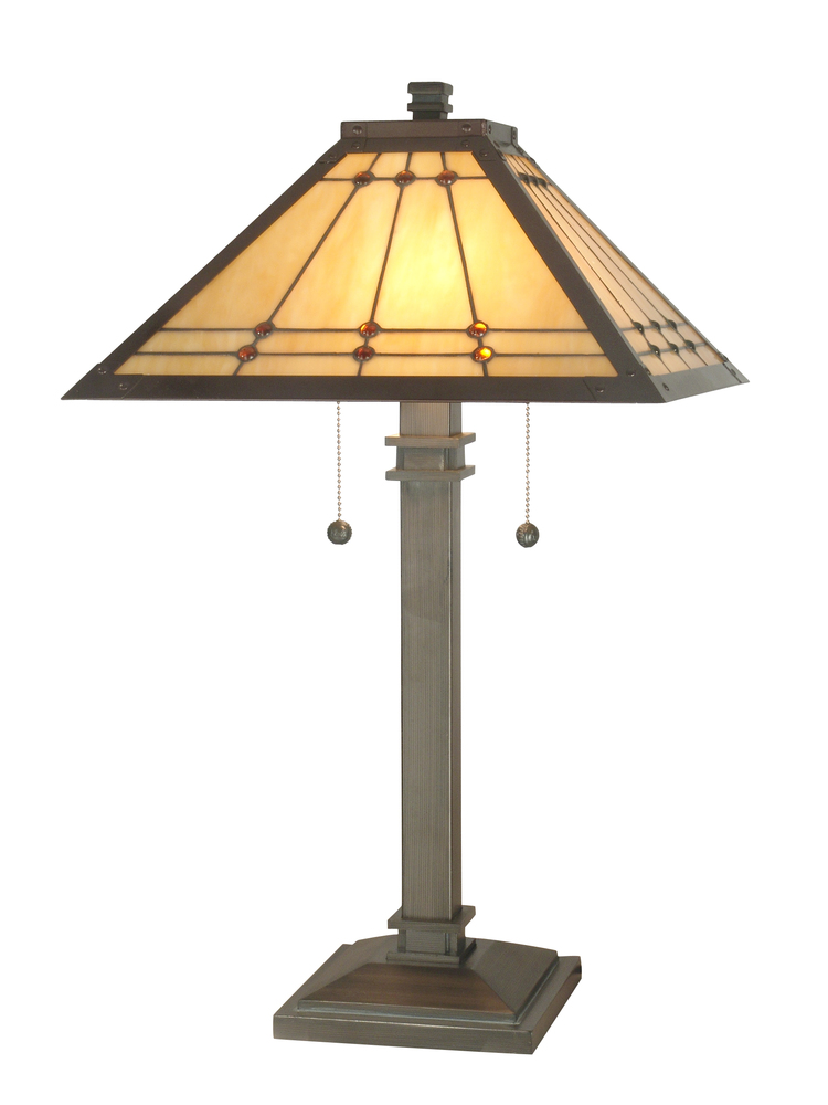 Jeweled Tiffany Mission Table Lamp