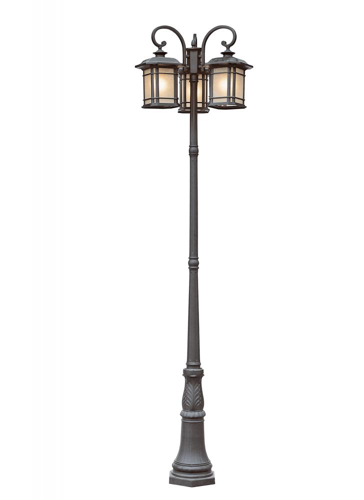 3LT POLE-OUTD-LINEN GLASS