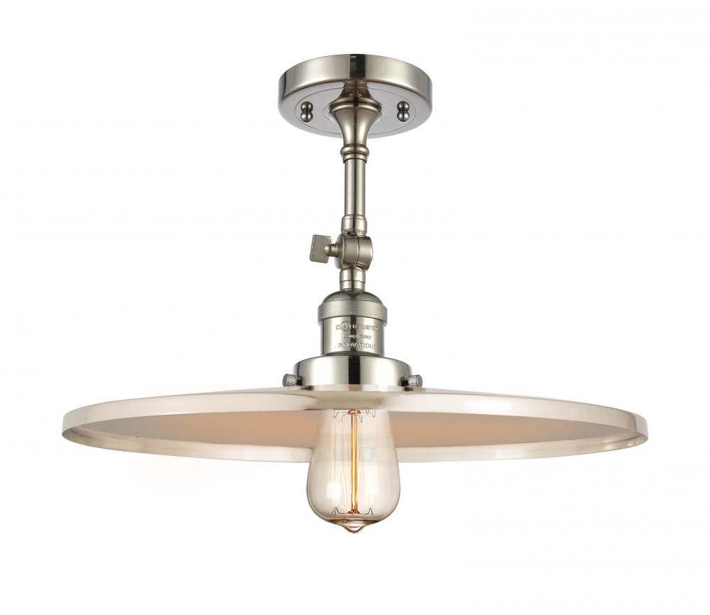 Railroad - 1 Light - 16 inch - Polished Nickel - Adjustable Semi-Flush Mount