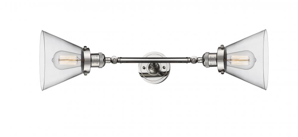 Cone - 2 Light - 8 inch - Polished Nickel - Adjustable Bath Vanity Light