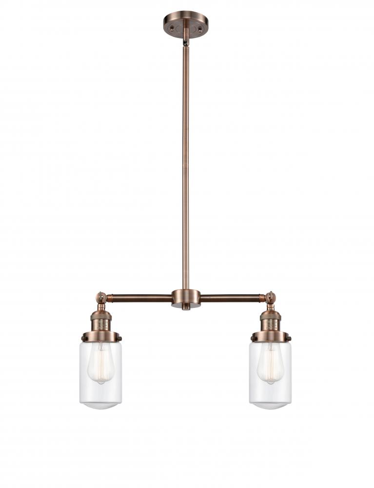 Dover - 2 Light - 21 inch - Antique Copper - Stem Hung - Adjustable Island Light
