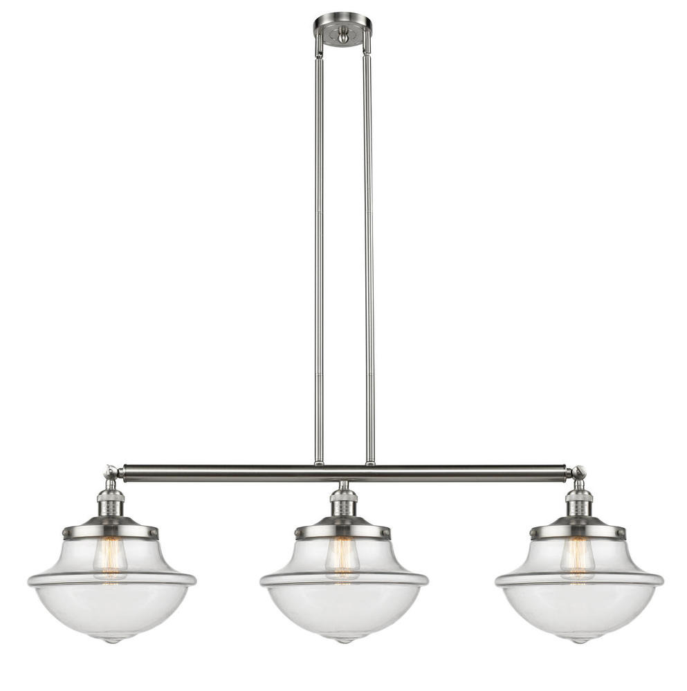 Oxford - 3 Light - 42 inch - Brushed Satin Nickel - Stem Hung - Adjustable Island Light