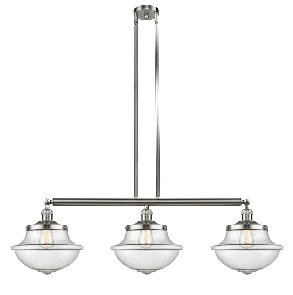 Oxford - 3 Light - 42 inch - Brushed Satin Nickel - Stem Hung - Adjustable Island Light