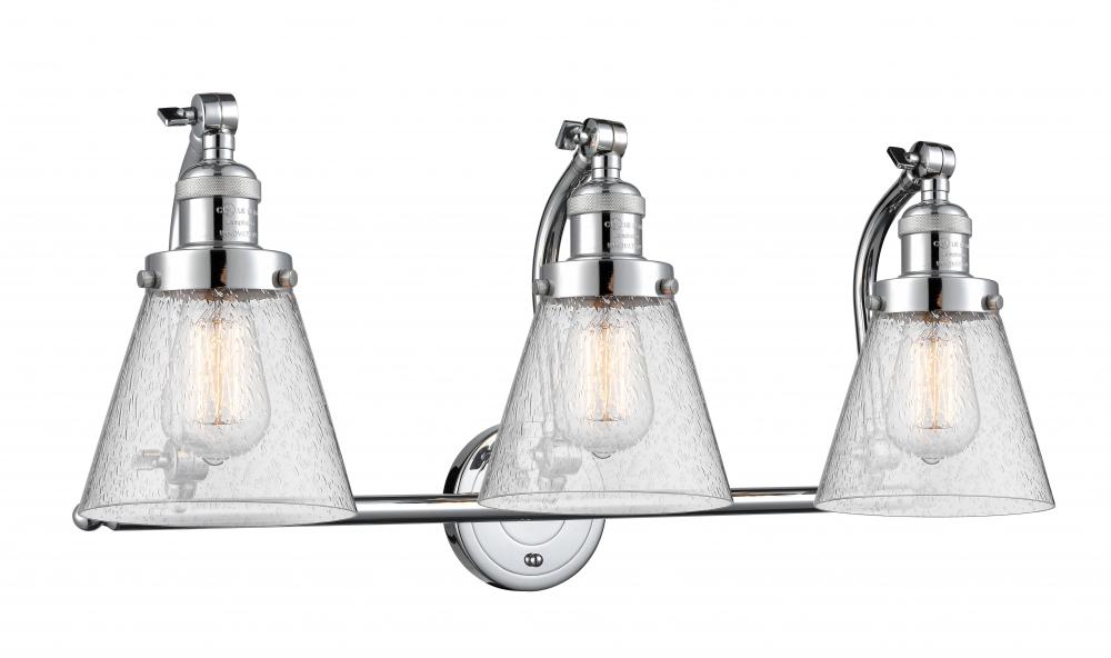 Cone - 3 Light - 28 inch - Polished Chrome - Adjustable Bath Vanity Light