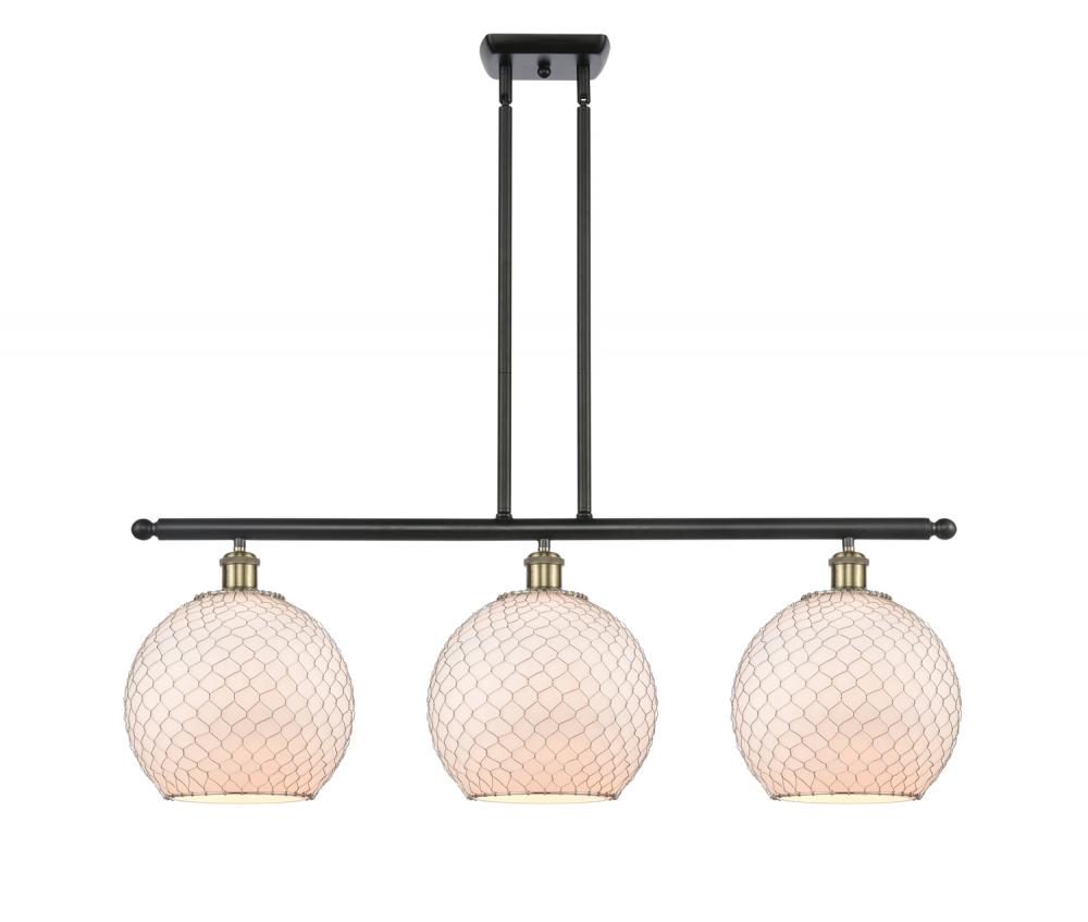 Farmhouse Chicken Wire - 3 Light - 37 inch - Black Antique Brass - Cord hung - Island Light