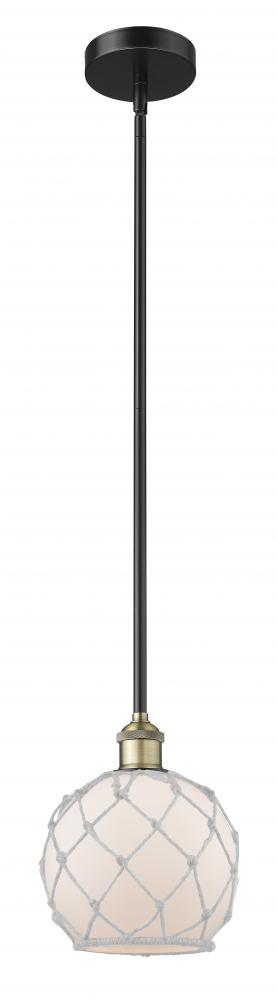 Farmhouse Rope - 1 Light - 8 inch - Black Antique Brass - Stem hung - Mini Pendant