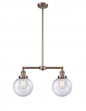 Innovations Lighting 209-AC-G204-8 - Beacon - 2 Light - 25 inch - Antique Copper - Stem Hung - Adjustable Island Light