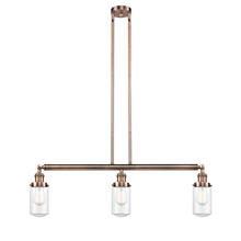 Innovations Lighting 213-AC-G312 - Dover - 3 Light - 37 inch - Antique Copper - Stem Hung - Adjustable Island Light