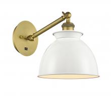Innovations Lighting 317-1W-BB-M14-W - Adirondack - 1 Light - 8 inch - Brushed Brass - Adjustable Sconce