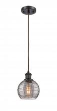 Innovations Lighting 516-1P-OB-G1213-6SM - Athens Deco Swirl - 1 Light - 6 inch - Oil Rubbed Bronze - Cord hung - Mini Pendant