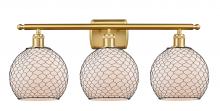 Innovations Lighting 516-3W-SG-G121-8CBK-LED - Farmhouse Chicken Wire - 3 Light - 28 inch - Satin Gold - Bath Vanity Light