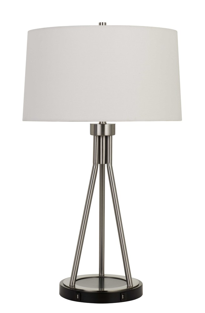 150w 3 Way Halle Metal Table Lamp With, Brushed Steel Table Lamps