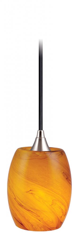 Milano 5.25-in Mini Pendant Honey Ripple Glass Satin Nickel