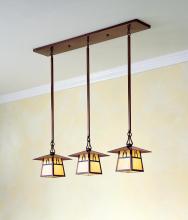 Arroyo Craftsman CICH-8/3DGW-S - 8" carmel 3 light in-line chandelier with dart overlay