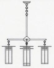 Arroyo Craftsman GCH-9L/4-1AM-MB - 9" glasgow long body 4 light chandelier, center light