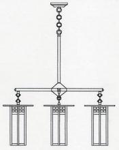 Arroyo Craftsman GCH-9L/4CS-MB - 9" glasgow long body 4 light chandelier